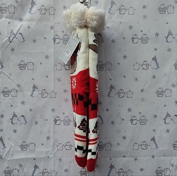 Festive Reindeer Red and White Women's Socks - Picture 4 of 5